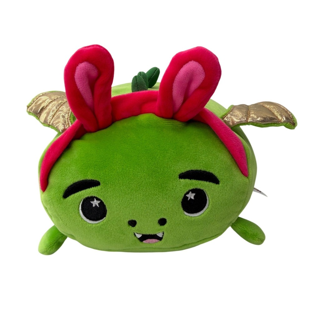 Moosh-Moosh Creatology Green Dragon Plush Gold Wings Bunny Ears Headband 9 Inch